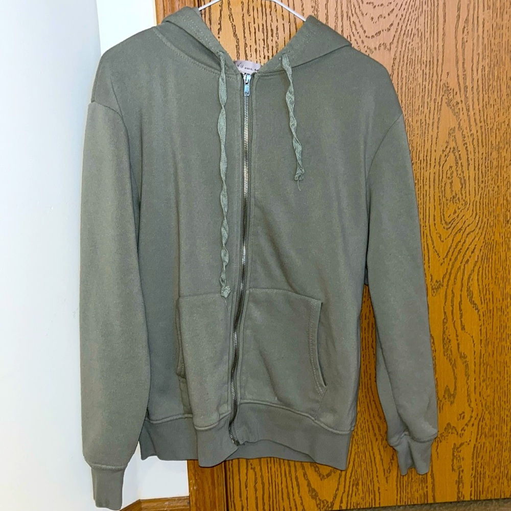 Sage Green Hooded Zip Up Jacket